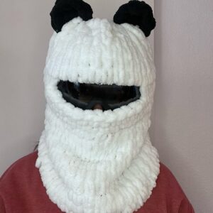 Pletená kukla Panda - bílá a černá